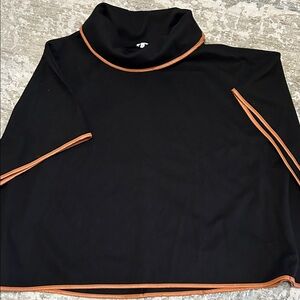 Elegant Black Women's stylish Poncho with Orange Trim